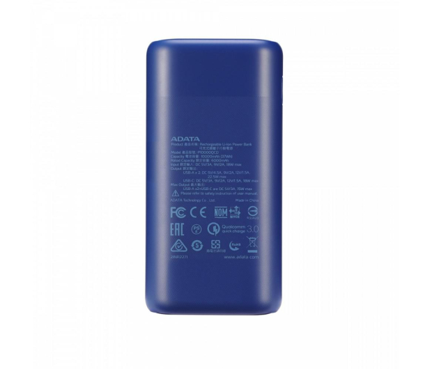 ADATA Power Bank P10000QCD 10000mAh granatowy - 1055693 - zdjęcie 2